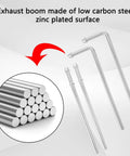 Universal Exhaust Hanger Kit With Weld On Rods, 4 Piece Set, zinc plated low carbon steel rods with two 90-degree bends and straight rods
