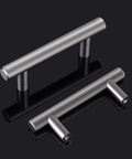 Solid Brushed Nickel Stainless Steel Kitchen Cabinet Handles 2-1/2 Inch Center To Center 64mm T Bar Pulls 4 Inch Total Length