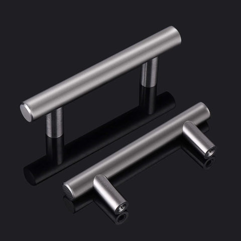 Solid Brushed Nickel Stainless Steel Kitchen Cabinet Handles 2-1/2 Inch Center To Center 64mm T Bar Pulls 4 Inch Total Length