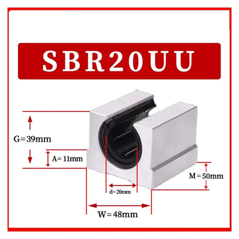 Top Notch High Precision Linear Guide Rail Kit Sbr 10 12 16 20 Uu Smooth Bearing Sliders For 3D Printers And Cnc Machines Super Fast Motion SBR20UU bearing block dimensions