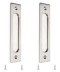 Rectangular recessed sliding door pulls, 2 pieces brushed steel flush pulls with mounting screws for aluminum alloy closet doors.