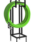 Heavy Duty Freestanding Garden Hose Holder With Upgraded 150 Ft Capacity Metal Hose Stand for Outdoor Yard and Lawn, side view