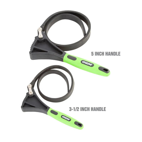 Two Piece Rubber Strap Wrench Set For Oil Filters, Pipes, Faucets, And Jar Openers with 5-inch and 3.5-inch handles
