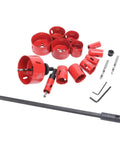 Cool Heavy Duty Ft Vogue Hole Saw Kit With 21 Pieces Includes 13 Fast Cutting HSS Drill Bits Plus Spacers Extenders And Converter For Woodworking Metal Tasks That Are Just Awesome red HSS bi-metal hole saw set with drill bits, extender and hex keys