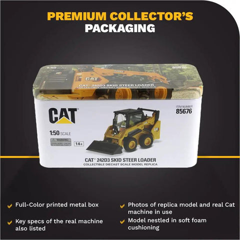 Caterpillar 242D3 Skid Steer Loader With Attachment Set Display Model 1 To 50 Scale High Line Series packaging box