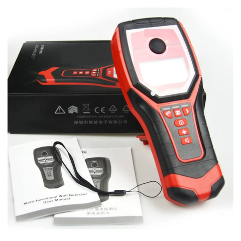 Badass Multifunctional Stud Finder Wall Scanner and Electrical Pipe Detector Featuring Waterproof Wireless Probe with user manual.
