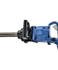 Garage Ready Long Anvil Shank Set For 1 Inch Air Impact Wrench With Extended Reach O Ring Circlet Upgrade Your Work Rig Badass Replacement Parts For Yard Jobs side view of a blue air impact wrench showing handle and extended shank