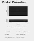 Blazing 80Gbps M.2 Nvme Ssd Enclosure shown with dimensions, featuring black aluminum design, suitable for fast external storage setup.
