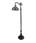 Arched Tiffany Style Floor Lamp With Stained Glass Shade In Tan Yellow Brown Antique Vintage Look For Bedroom And Living Room 62 Inch Tall LED Ready And E26 Bulb Compatible Ideal Reading And Gift Decor