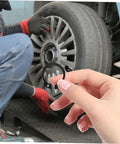 Two Pack Hydraulic Jack Circlip Retaining Snap Ring Set For External Circlips Easy Install Durable Steel Construction Portable Jack Stands Repair Kit For On The Go shown in hand with tire in background