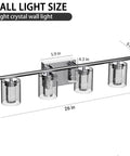 Crystal 4 Light Bathroom Vanity Light Fixtures Modern LED Dimmable Wall Sconce With Bubble Glass Shade Brushed Nickel Finish