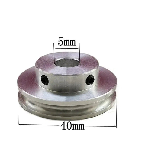 1Pcs Small Motor Drive Pulley 20 To 40mm Aluminum Single Groove Wheel For V Belt Power Transmission OD40x5mm shown with dimensions.