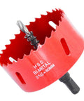 Hole saw, red HSS bi-metal with arbor, 80mm diameter for wood, PVC and plasterboard.