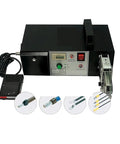 Heavy Duty Electric Terminal Crimping Machine Gets The Job Done Right With Seven Quick Swap Dies And Lightning Fast Motor For Secure Wire Connections On Flag And Insulated Terminals 220V, featuring controls and foot pedal.
