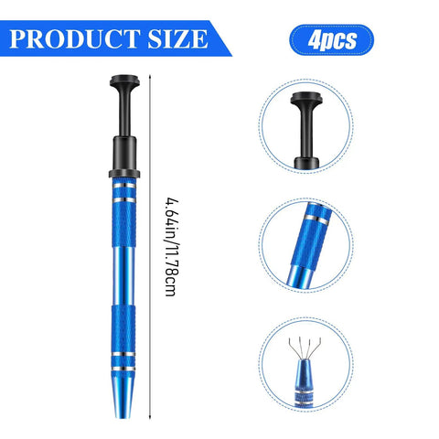 4 Pack Four Claw Jeweler Pickup Tool Set Stainless Steel Ball Grabber for Small Parts IC Chips Electronics Nails Clamping Handy Pro Grade Grabber Tools