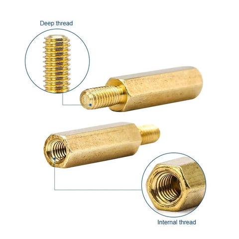 Three Hundred Piece M3 Male And Female Hex Brass Standoff Spacer Kit For Electronics Projects DIY Friendly Makers Pack Durable Hexagon Spacers For Secure Mounting And Stable Stacking Wide Assortment Pack, brass male and female ends