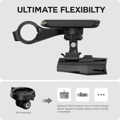 Flush Front Mount For Garmin Edge GPS Bike Computer Fits 22.2mm 25.4mm And 31.8mm Handlebars shown in close-up view