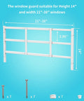 Beefy Kid Proof Window Guard Fixed Child Safety Barrier With No Sweat Setup And Tight Bar Spacing Non Egress Design. 14" tall and 21-38" wide.