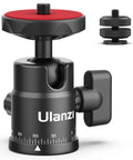Mini Ball Head H28 Panoramic Tripod Head With Dual Hot Shoe Mount, aluminum, 360° rotation, showing Ulanzi brand.