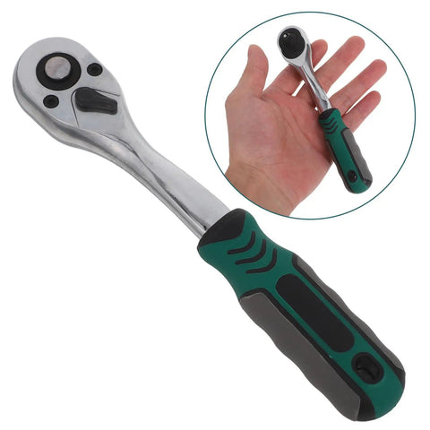 Heavy Duty 10mm Quick Release Ratchet Extension Featuring 72 Tooth Reversible Head For Mechanics Seeking Straight Fire Torque And Slick As Butter Movement In Tight Garage Spots, showing grip and head detail.
