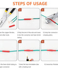 Step-by-step guide for using 480 Piece Wire Ferrules Kit Copper Crimp Connectors in 7 Sizes AWG 6 to 18 with heat shrink tubing.