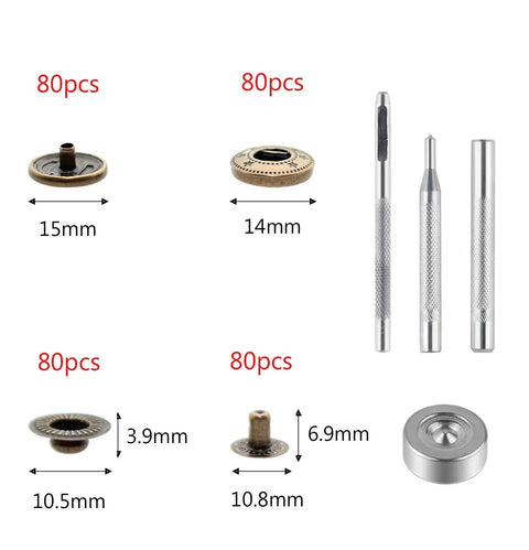 Leather Snap Fasteners Kit 80 Sets 15mm Antique Brass Pro Grade Heavy Duty Snap Buttons With 4 Setter Tools Diy Projects