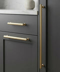 Go-To Champagne Bronze Cabinet Pulls Set Of 6 With Ribbed Knurled Texture And Anti Fingerprint Finish, on dark cabinet