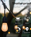 15 Pack Dimmable S14 LED Bulbs 2W 2700K Cozy Warm White Vintage Filament Vibe Waterproof Outdoor String Lights Shatterproof E26