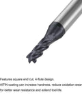 Close-up of 2.5mm Square Nose End Mill Pack Of 2 Solid Carbide CNC Router Bits With AlTiN Coating and 4 Flute Spiral Milling Cutter