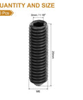 Set Of 20 M6x20mm Carbon Steel Cone Point Hex Socket Grub Screws Allen Head Black Finish For Machinery Home Repairs And Fixtures