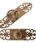 Antique Style Brass Cabinet Handles 2 Pack Vintage Drawer Pulls for Kitchen and Wardrobe, Rustic 3cm x 12cm Hardware With Screws
