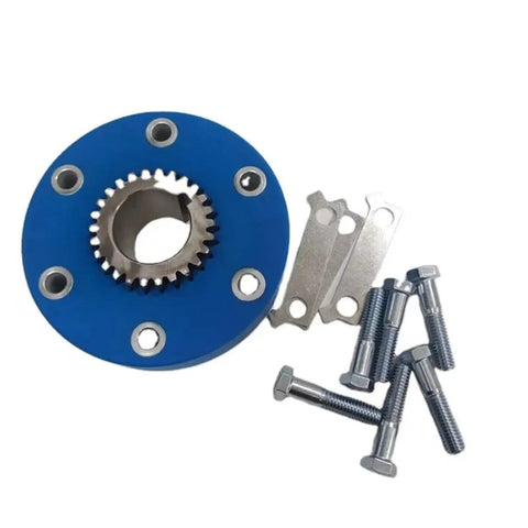 Heavy Duty Compressor Drive Pulley With Premium Sealed Bearings For Carrier X4 7500 And 6600 MT Trucks, blue metal, bolts included.