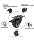 Built Tough 2 Inch Caster Wheels Set Of 4 Locking Swivel Casters With Brake Double Ball Bearing heavy duty swivel caster showing dual lock and rubber tread.