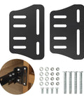 Heavy Duty Steel Bed Frame Brackets Adjustable Headboard And Footboard Connector Kit For Metal Beds Rust Proof Black Finish shown with bolts.