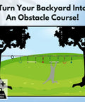 Silhouette using Ninjaline 36 Foot Intro Kit With Seven Hanging Attachments in backyard, tree-mounted obstacle course.