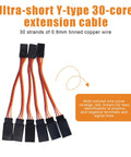 Ultra-short Y-type 30-core extension cables with multi-colored wire cores for RC models, 8-Piece Servo Extension Cables And Y Harness Splitters, 30-Core 3.94in 10cm And 30-Core 4.72in 12cm Y Wires For RC Airplanes Cars Drones, Signal Extension And Receiver Flight Controller Wiring Kit