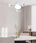 Socket Fan Light With Remote And Dimmable Led Screw In Ceiling Fan Offering Three Slick Speeds in a bright dining room.