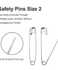 Industrial Strength Heavy Duty 500 Pack Safety Pins 38mm 1.5 Inch Nickel Plated Silver Metal Pins with sharp piercing tip.