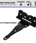 6 Pack Heavy Duty 8 Inch T Strap Barn Door Hinges 2.5mm Thick Steel With 270 Degree Swing Built To Last Universal Fit Installation