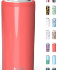 Chill Vibes While Crushing A Cold Brew With This Stainless Steel Skinny Can Cooler Fits All 12 Oz Slim Cans in coral color.