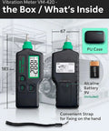 VM-420 Handheld Industrial Vibration Meter For Motors Pumps And Fans with 9V battery, PU case, and strap