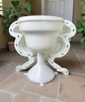 Extra Large Concrete Pot Molds With Drainage Holes Beefy Heavy Duty Approximately 20 Inch Square Giant Planter Mold in white plastic