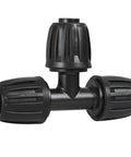Rock Solid 10 Pack Half Inch Drip Irrigation Tee Fittings with Barbed Lock Nut T Connectors for No Sweat Garden Tubing Hookup and Reliable Heavy Duty Water Flow.