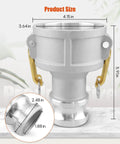 Premium Da Camlock Fittings 3 Inch Female To 2 Inch Male Cam And Groove Coupling Hose Adapter dimensions with precision details.