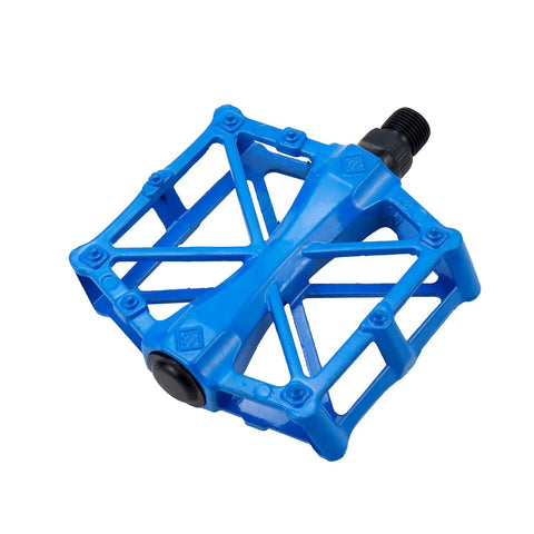 2 Pack Aluminum Mountain Bike Pedals Flat Bicycle Pedals For MTB BMX Road Universal Fit 9/16 Inch Compatible Blue With Large Wide Contact Surface