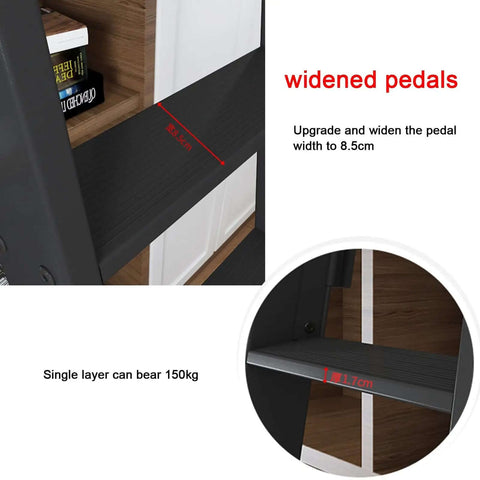 Retractable Sliding Barn Door Ladder Hardware Kit With 170cm Ladder And 8m Full Track Set showing widened pedal detail