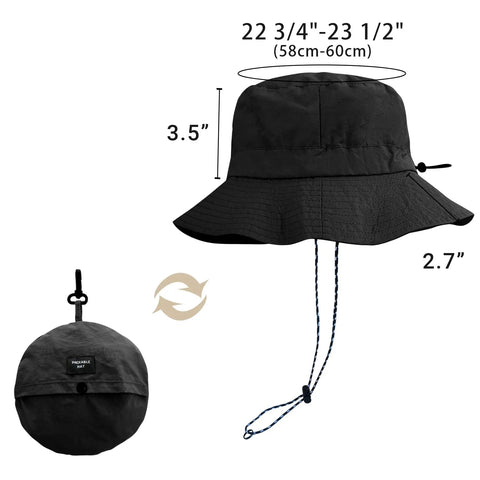 Packable Sun Bucket Hat For Men With UV Protection Lightweight Waterproof Outdoor Cap For Hiking Beach And Travel, folded view