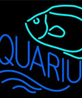 Fish Logo LED Neon Sign With Aquarium Theme, 24 Inch Tall By 31 Inch Wide Black Square Cut Acrylic Backing