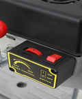 Close-up of control panel on 3 Speed Benchtop Drill Press For DIY Projects And Jewelry Making Electric Bench Drill For Precision Wood Plastic Aluminum And Resin Drilling Low Noise Durable 110V Workhorse For Small Detail Work, showing speed control and power switch.