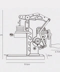 Level Up Your Coffee Game With This Dope Hand Cranked Espresso Machine featuring Pro Grade 58mm Brewing Head dimensions diagram.